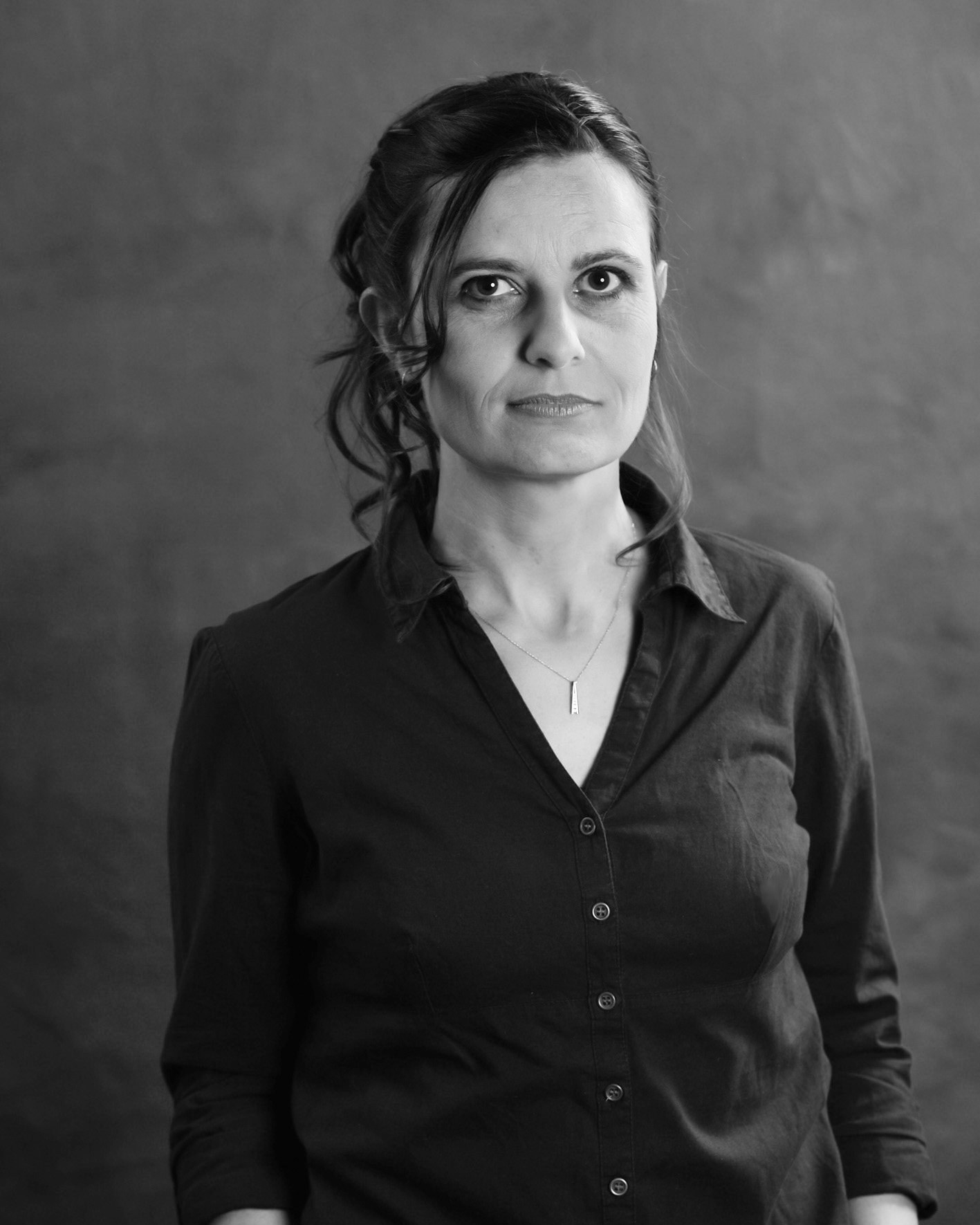 Portrait en noir et blanc d'Anne Boissay.